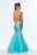 Terani Couture - 151P0106B Striped Patterned Mermaid Gown in Blue and Neutral
