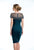 Terani Couture - Ornate Lace Capelet Sheath Cocktail Dress 1521C0219A In Navy