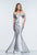 Terani Couture - Sparkling Off the Shoulder Satin Trumpet Gown 1521M06 In Silver