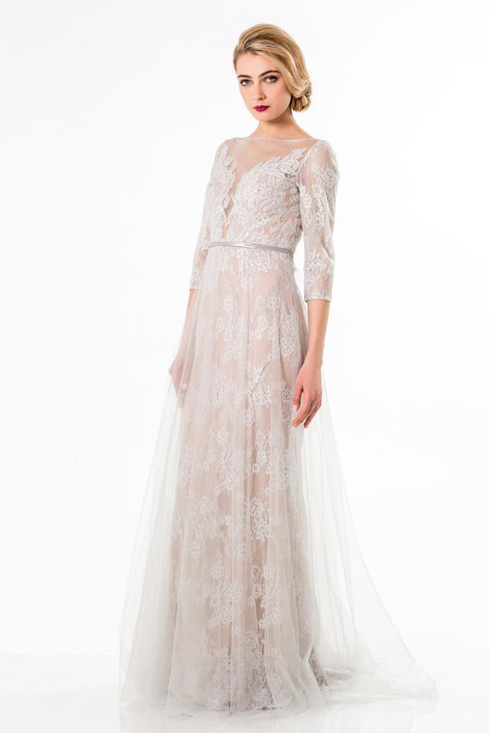 Terani Couture - 1521M0626A Modified Sweetheart Neck Sheath Dress in Neutral