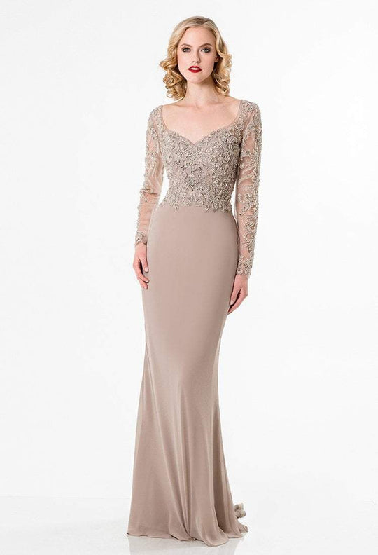 Terani Couture - Embellished Sweetheart Evening Gown 1521M0630B in Brown