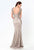 Terani Couture - Beaded V-Neck Evening Gown 1521M0640B in Brown and Silver