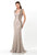 Terani Couture - Metallic Lace Mermaid Gown with Foliage Motif 1521M0640A In Sandstone Silver