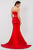 Terani Couture - Statuesque Satin Sweetheart Mermaid Gown 1521E0382A in Red