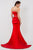 Terani Couture - Straight Across Neck Mermaid Gown 1521E0382B in Red