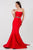 Terani Couture - Statuesque Satin Sweetheart Mermaid Gown 1521E0382A in Red