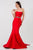 Terani Couture - Straight Across Neck Mermaid Gown 1521E0382B in Red