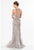 Terani Couture - 1521GL0788A Illusion Beaded Lace Feather Fringed Gown In Silver and Neutral