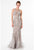 Terani Couture - 1521GL0788A Illusion Beaded Lace Feather Fringed Gown In Silver and Neutral