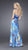 La Femme - Butterfly Printed Long Dress 15228 In Blue