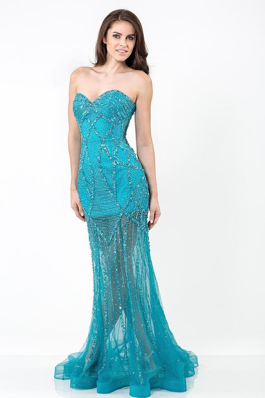 Terani Couture - 1522E0463A Strapless Sweetheart Sheath Dress in Green