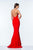 Terani Couture - 1522E0481A Sleeveless Halter Neck Sheath Dress in Red