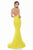 Terani Couture - 1522E0481A Sleeveless Halter Neck Sheath Dress in Yellow