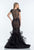 Terani Couture - Cap Sleeve Sparkling Tiered Mermaid Gown 1522GL0839A In Black