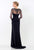 Terani Couture - Ornate Crepe Mesh Sheath Gown 1522M0655B in Blue