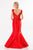 Terani Couture - 1522E0508A Lace Embellished Satin Mermaid Dress in Red