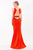 Terani Couture - 1522E0527A Embellished Square Neck Sheath Dress in Orange