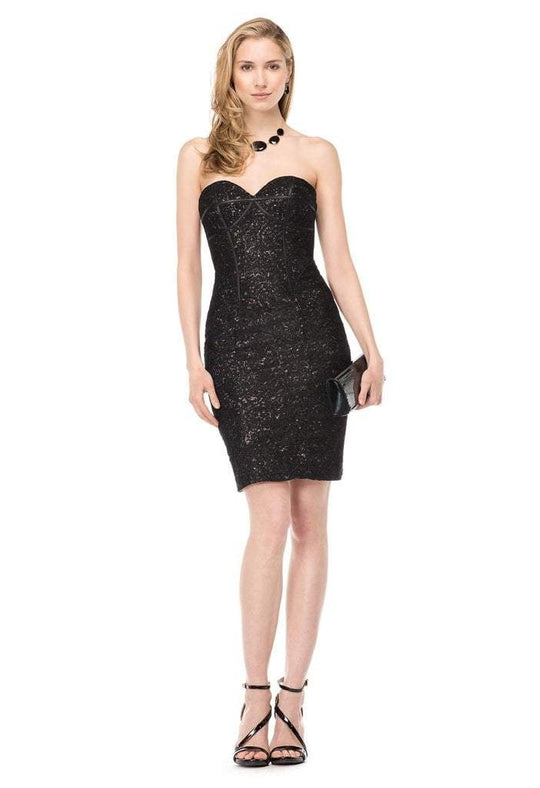 Colors Dress - 1522 Strapless Sequined Cocktail Dress In Black