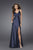 La Femme - 15232 Embellished Halter Neck Evening Dress  In Blue