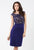Terani Couture - 1523C0350A Embellished Bateau Neck Column Dress in Blue