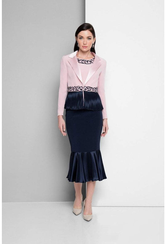 Terani Couture - Ruffled Two-Piece Dress with Jacket 1525S0964B in Pink and Blue