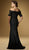Rina Di Montella - RD1531 Floral Lace Applique Trumpet Gown With Shawl in Black