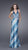 La Femme - Diagonal Animal Print V-Neck Sheath Gown 15349 in Blue and Print