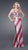 La Femme - Diagonal Animal Print V-Neck Sheath Gown 15349 in Red and Print