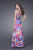 La Femme - Plunging V-Neck Printed Evening Dress 15381 In Multi-Color