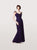 Daymor Couture - Ruched Sheer Cap Sleeves Long Dress 153 in Purple