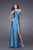 La Femme - One Shoulder Long Gown with High Slit 15403 In Blue