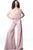 Jovani - 1542 Feathered Strapless Jumpsuit In Pink