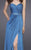 La Femme - 15446 Strapless Bejeweled A-Line Gown In Blue
