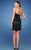 La Femme - Ruched Sweetheart Short Satin Sheath Dress 13968 In Black