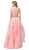 Dancing Queen - 2524 Embellished Halter V-neck Tiered Ballgown In Pink