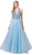 Dancing Queen - 2532 Embellished Deep Halter V-neck A-line Gown In Blue