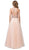 Dancing Queen - 2532 Embellished Deep Halter V-neck A-line Gown In Neutral