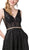 Dancing Queen - 2593 Illusion Plunging V Neck Glitter Mesh Prom Dress In Black