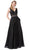 Dancing Queen - 2593 Illusion Plunging V Neck Glitter Mesh Prom Dress In Black