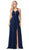 Dancing Queen - 2541 Crisscross Strap Ruched Bodice Chiffon Dress In Blue