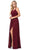 Dancing Queen - 2541 Crisscross Strap Ruched Bodice Chiffon Dress In Red