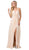 Dancing Queen - 2541 Crisscross Strap Ruched Bodice Chiffon Dress In Nude