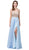Dancing Queen - 2569 Illusion Beaded Bodice Flowy Prom Dress In Blue