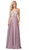 Dancing Queen - 2669 Bejeweled Sleeveless V Neck Low Scoop Back Gown In Brown