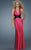 GiGi - Deep V-Neck Halter Gown with Crisscross Back 14660 In Pink and Black