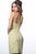 Jovani - 1558 High Neckline Stretch Glitter Sheath Cocktail Dress in Yellow and Silver