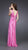 La Femme - Sleek Crystal Braided V-Neck Sheath Gown with Slit 15599 in Pink