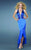 La Femme - 12278 V Neck Halter Neck High Low Mermaid Prom Dress in Blue