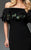 Daymor Couture - Feathered Off Shoulder Column Gown 119 in Black