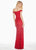 Ashley Lauren - 1562 Beaded Off-Shoulder Gown with Slit In Red